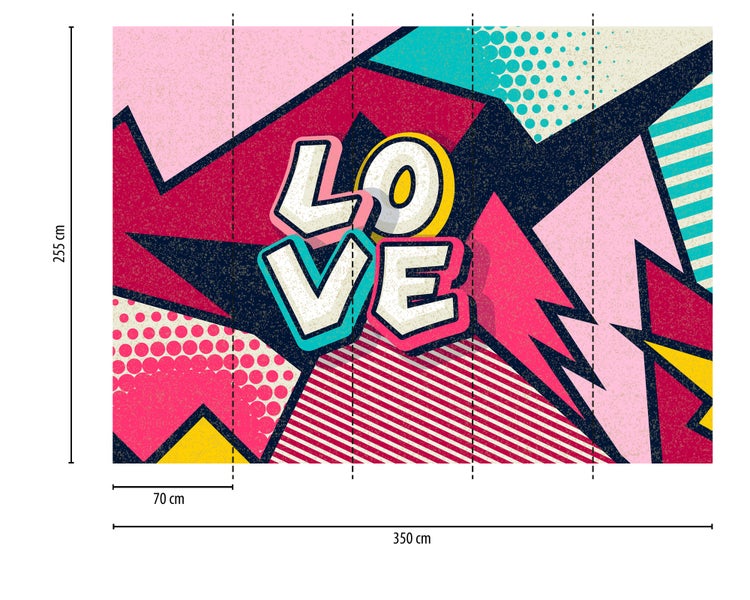 Fototapete Vlies Pop-Art Graffiti LOVE 350 x 255 Zentimeter 5 Teile