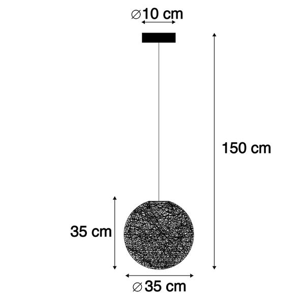Pendelleuchte im Landhausstil weiße Kugel 35cm - Corda