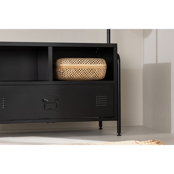 Quito Garderobenständer 1 Schublade, 2 Regale schwarz. 100 X 40 X 175 cm