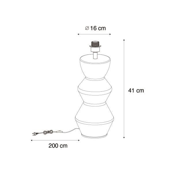 Design-Tischlampe aus schwarzer Keramik 16 cm ohne Schirm – Alisia