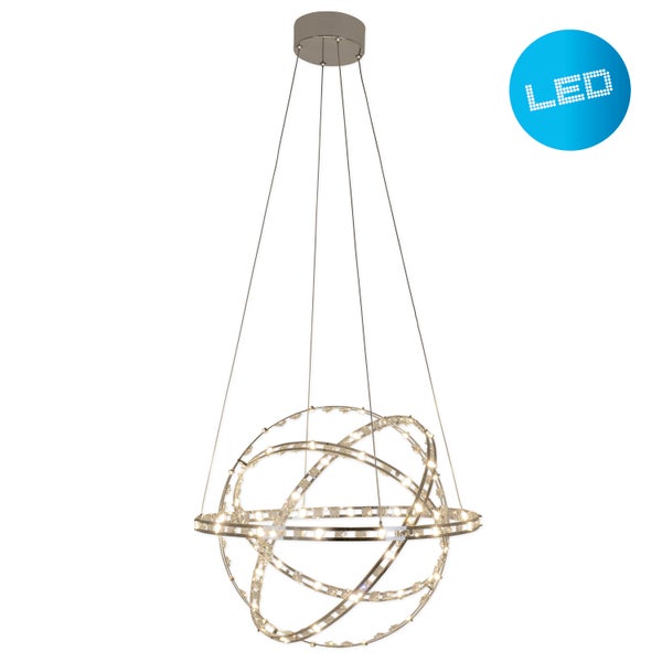 LED Pendelleuchte COSMOS  Metall und Kunststoff in chrom,  Ø60 cm, mit fest verbauten LEDs, Beleuchtung für Wohnzimmer, Esszimmer oder Büro.