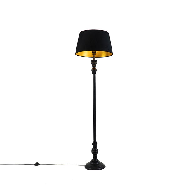 QAZQA - Klassisch I Antik Classic Stehlampe schwarz - Classico I Wohnzimmer I Schlafzimmer - Holz Länglich - LED geeignet E27