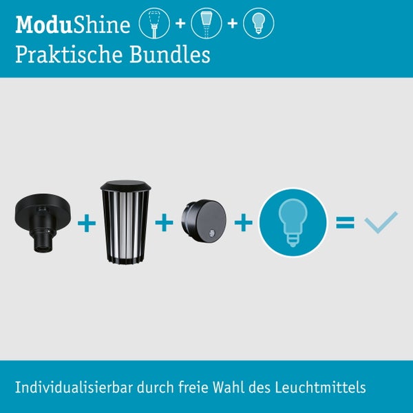 ModuShine Leuchten Set bestehend aus Deckenbefestigung, Leuchtengehäuse und Sensor zur individuellen Zusammenstellung mit frei wählbarem Leuchtmittel