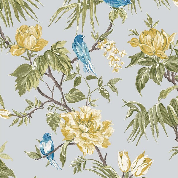 Next Vliesbehang | Vögel & Blüten - Grau - 10mx52cm