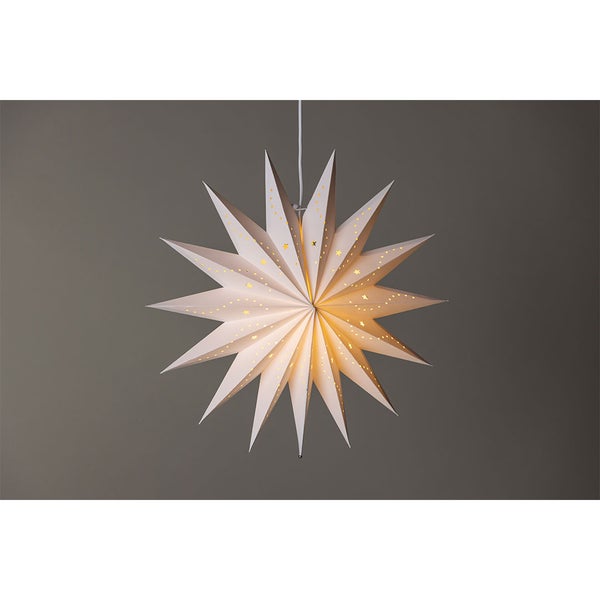 Lindvallen Weihnachtsstern mit Licht Papier Ø51 cm Pendelleuchte weiß. 51 X 16 X 51 cm