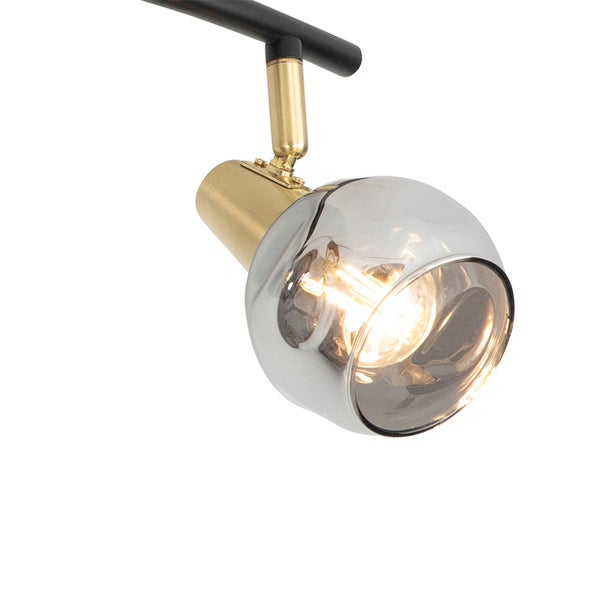 Art Deco Deckenleuchte Gold mit Rauchglas 4-Licht - Vidro
