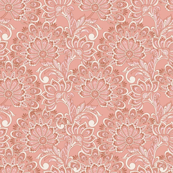 ESTAhome Tapete Blumenmuster Terrakottarosa - 50 x 900 cm - 131086