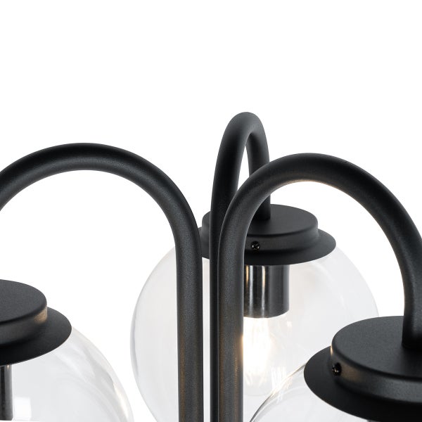 Laterne schwarz mit Klarglas 200 cm 3-flammig IP44 - Sfera