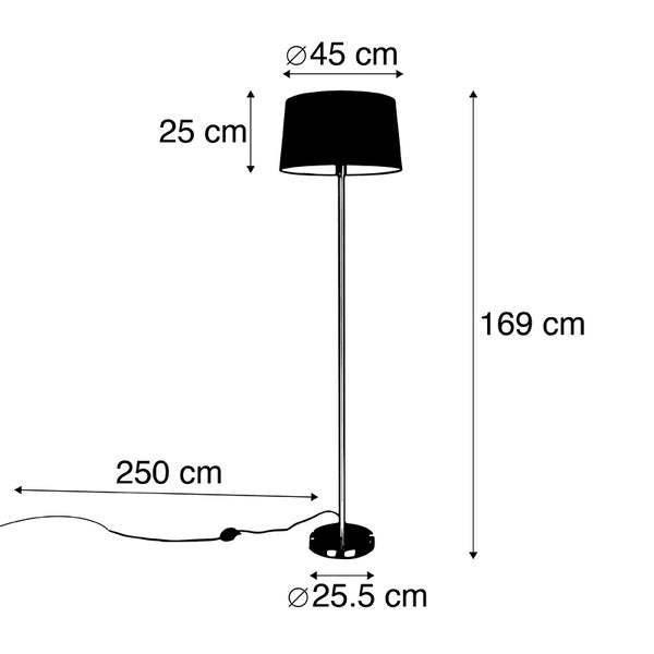 Moderne Stehlampe Stahl mit schwarzem Schirm 45 cm - Simplo