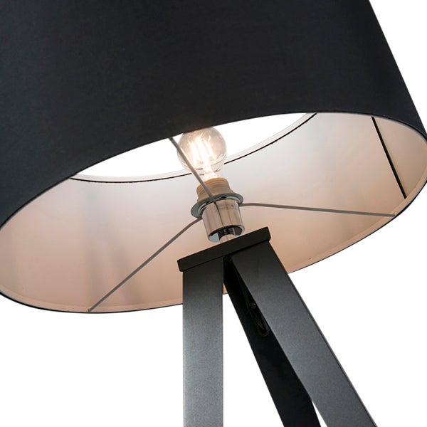 Moderne schwarze Stehlampe mit schwarzem Schirm - Ilse