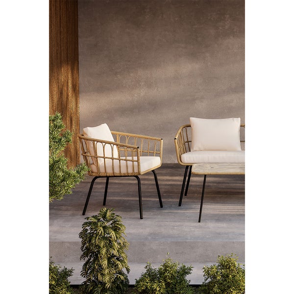 Ortigia Loungeset 1 Sofa, 2 Stühle, 1 Couchtisch natur. 50 X 95 X 45 cm
