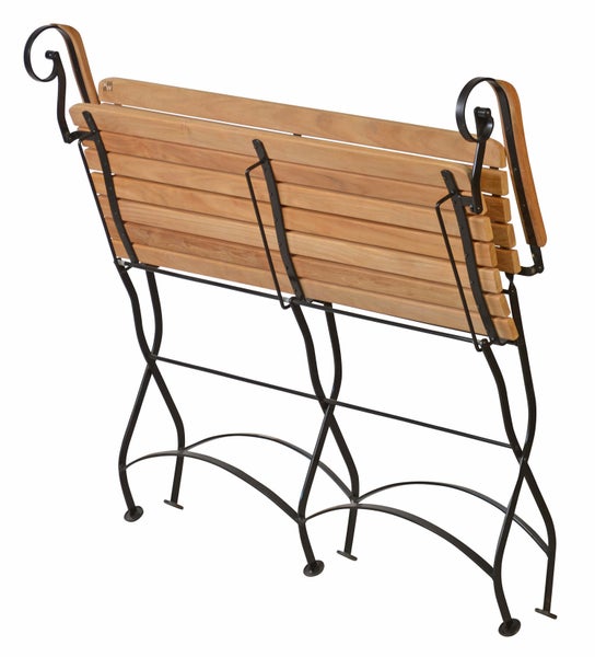 Teak Gartenbank Stahl und Teakholz 2-Sitzer klappbar wetterfest premium