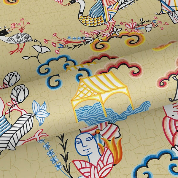 Walls4You Tapete surrealistischem Motiv Gelb und Mehrfarbig - 53 cm x 10 m - 640155
