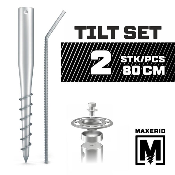 MAXERIO® 80 cm 2er TILT-Set für Schraubfundament Bodenhülse Erdanker Erdschraube Einschraubhülse Erdschraubenfundament Bodenanker Schraubanker Fundament für Gartenhaus Terrasse Sauna Gewächshaus