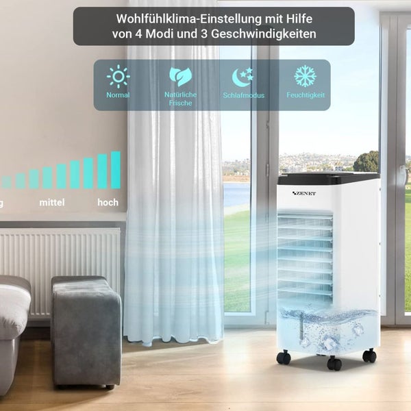 Mobiler Luftkühler ohne Abluftschlauch Zenet Zet-483 Klimagerät