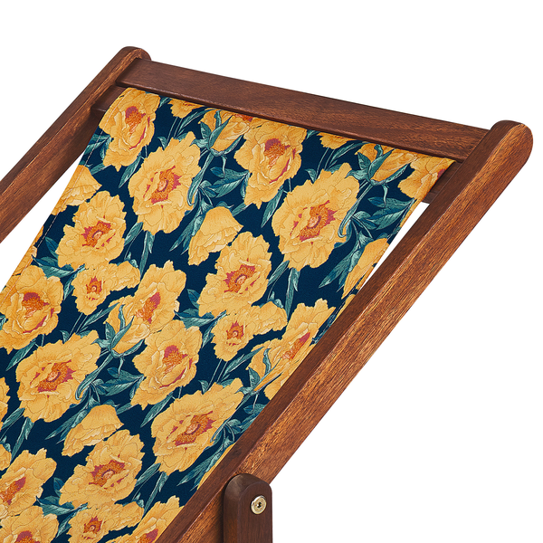 Set mit 2 klappbaren Liegestühlen ANZIO mit Ersatzstoffen Blumenmuster Akazienholz Dunkelbraun