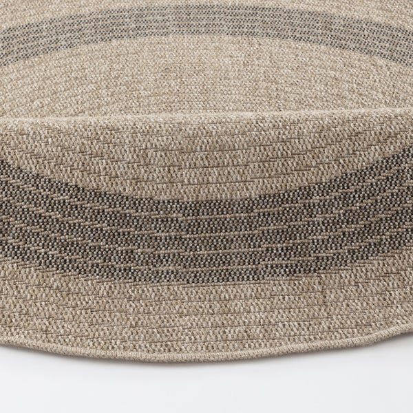 Runder In-/Outdoor-Teppich mit Jute-Look Beige/Schwarz Ø 160 cm RHONDA