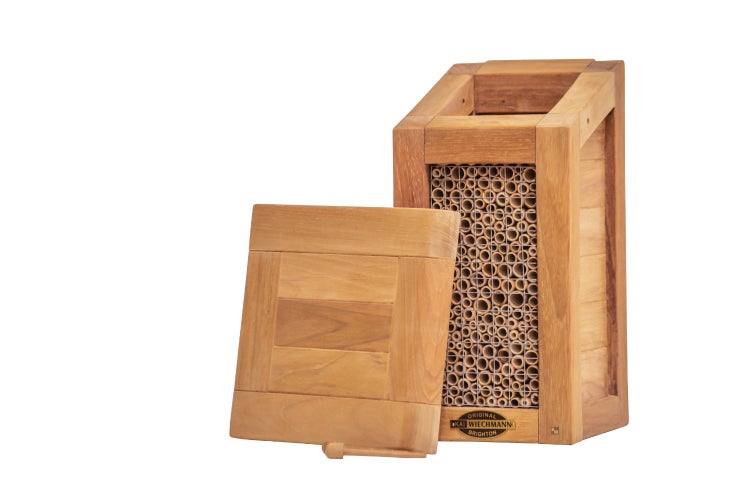 Teak Insektenhotel unbehandelt wetterfeste Nisthilfe premium