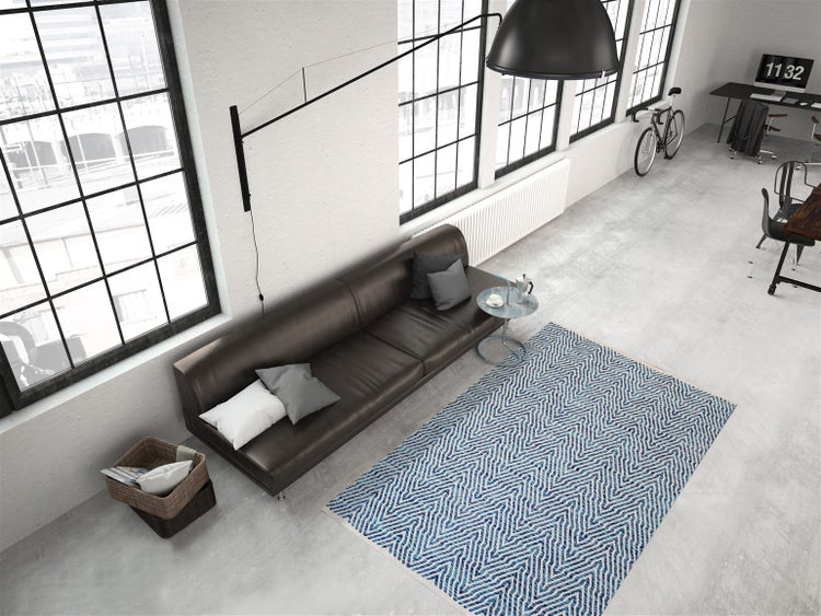 Flachflor Teppich Zephyrus Blau Modern 80 x 150 cm
