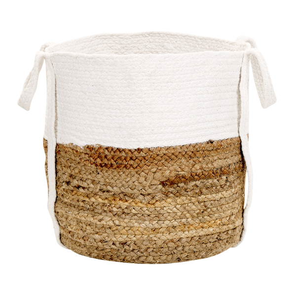 Dekorative Aufbewahrungskorb aus Baumwolle und Jute