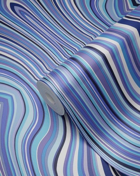 Origin Wallcoverings Tapete grafische Linien Blau und Türkis - 53 cm x 10.05 m - 347228