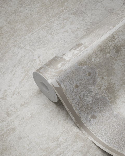 Origin Wallcoverings Tapete große verwitterte rostige Metallplatten Crême-Weiß - 53 cm x 10.05 m - 337230