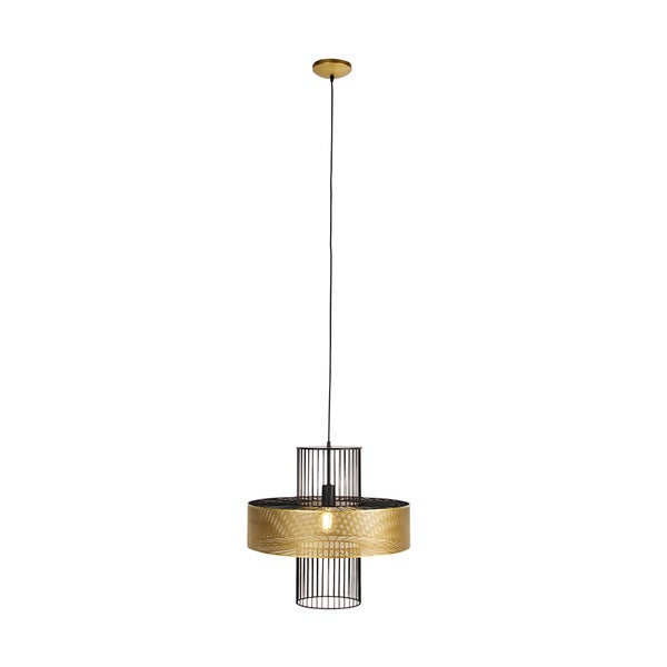 Design Hängelampe Gold mit schwarz 50 cm - Tess