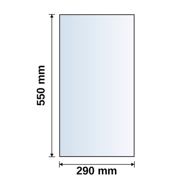 Maßskizze eines rechteckigen Paneels mit einer Höhe von 550 Millimeter und einer Breite von 290 Millimeter.