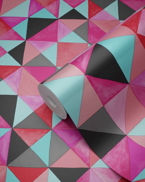 Origin Wallcoverings Tapete kubistisches Muster Rot und Blau - 53 cm x 10.05 m - 346911