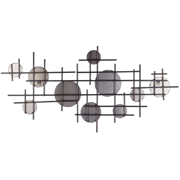 Wanddekoration aus Metall mit Kreis- und Stangenmuster