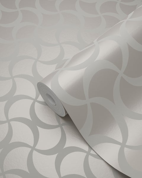 Origin Wallcoverings Tapete grafisches Muster Silber - 53 cm x 10.05 m - 345739