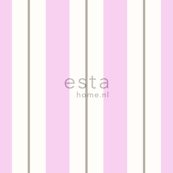 ESTAhome Tapete Streifen Rosa und Braun - 53 cm x 10.05 m - 136412