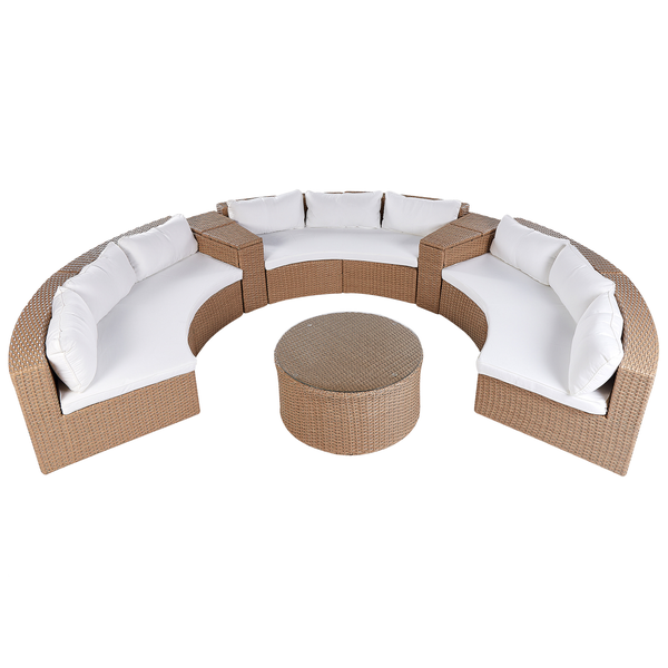 Lounge Set mit Tisch 9-Sitzer SEVERO Polyrattan Sandbeige