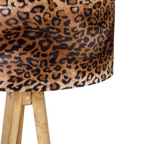 Ländliches Stativ Vintage Holz mit Leopardenhaube 50 cm - Tripod Classic