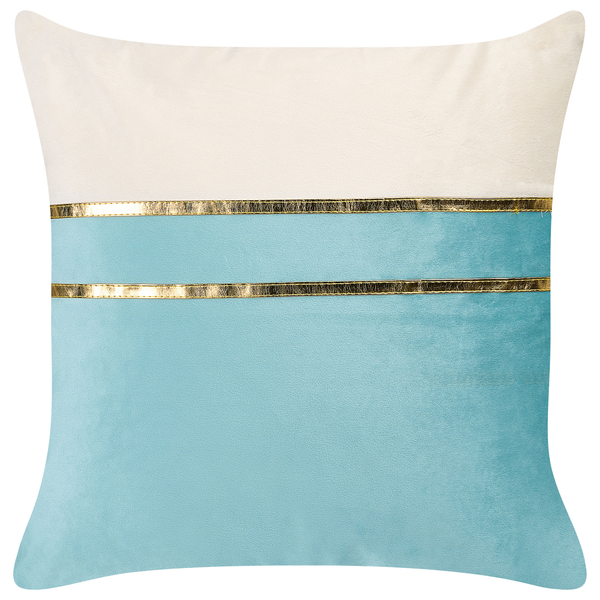 Dekokissen 2er Set ALLIUM Samtstoff 45 x 45 cm Blau Streifenmuster