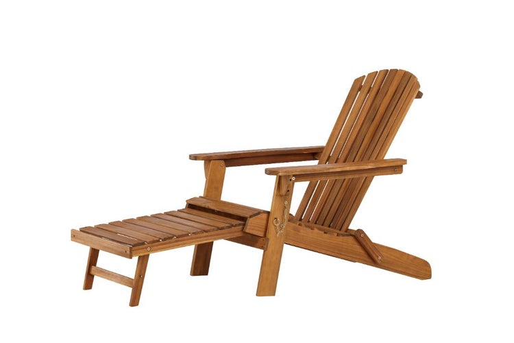 Holzliegestuhl mit Fußstütze für den Garten