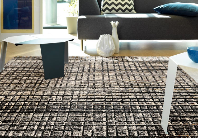 Kurzflor Teppich Elouan Grau / Schwarz Modern 170 x 240 cm
