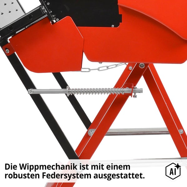 Detailansicht der Wippmechanik einer Wippsäge mit robustem Federsystem aus Metall.