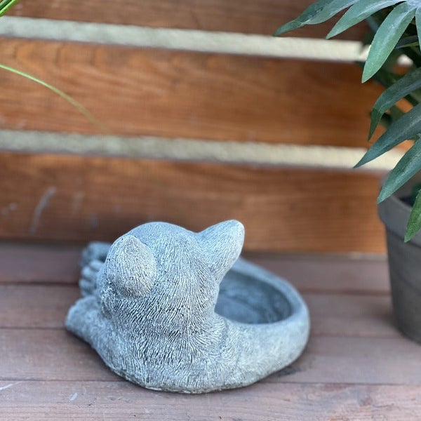 Gartendekoration Katze als Pflanzschale aus Stein für den Außenbereich