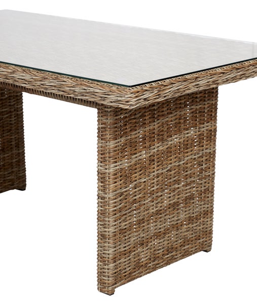 Gram Gartentisch 142 x 76 cm, mit Glasplatte, natur. 142 X 76 X 68 cm