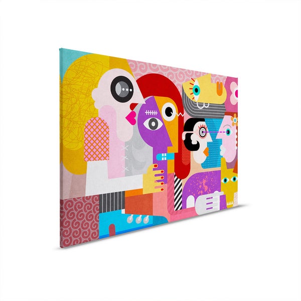 Abstraktes Gemälde mit verschiedenen Figuren auf Leinwand