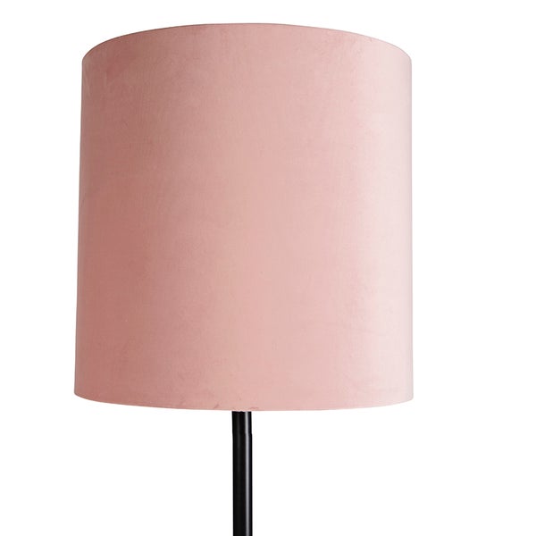 Stehlampe mit Lampenschirm aus Samt