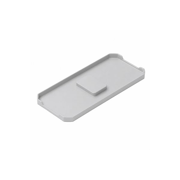 Rechteckiger grauer Kunststoffdeckel für Aufbewahrungsboxen und Schubladen-Organizer.
