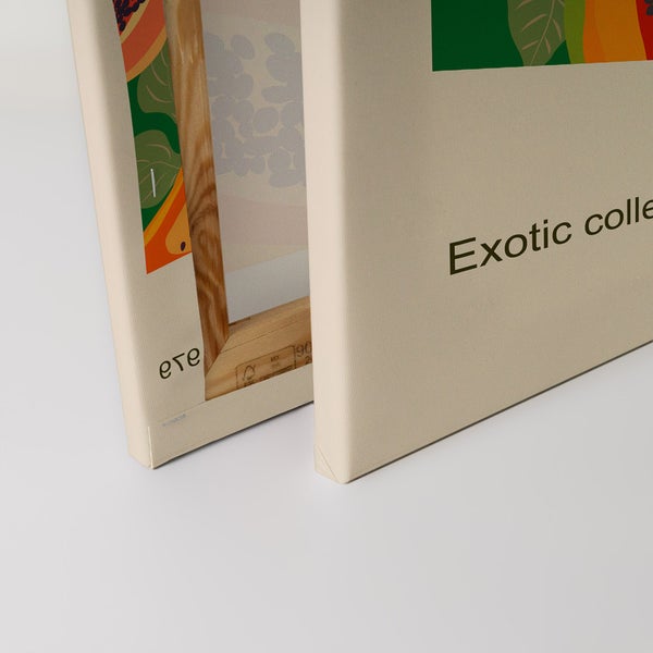 Detailansicht einer Leinwand aus der Exotic Collection mit Holzrahmen