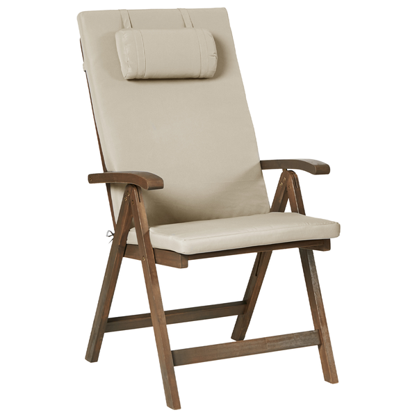 Set mit 2 Stühlen und Sitzkissen AMANTEA PREMIUM Akazienholz Taupe