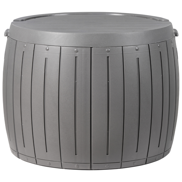 Fassförmige Aufbewahrungsbox für den Aussenbereich