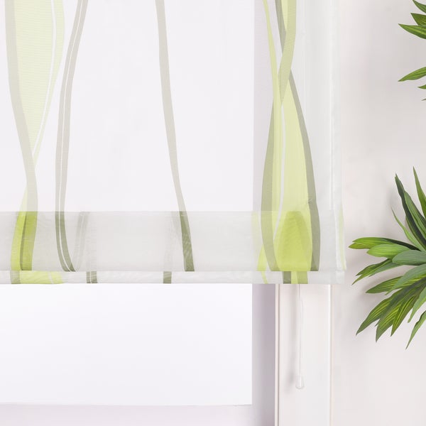 Dekorative Fensterrollos mit Streifenmuster und Bedienschnur