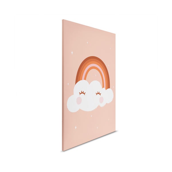 Leinwandbild mit einer Wolke und einem Regenbogen als Motiv