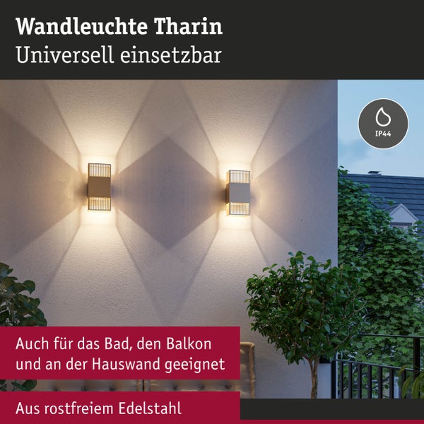 Wandleuchte Paulmann mit LED Modul, 8,5 Watt, 250 Millimeter hoch, warmweißes Licht, Up and Down Lichteffekt für den Innen- und Außenbereich.