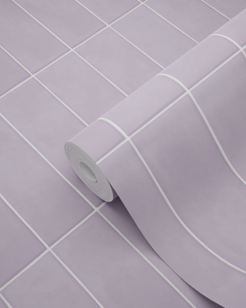 ESTAhome Tapete Fliesenmuster Violett - 50 x 900 cm - 131537